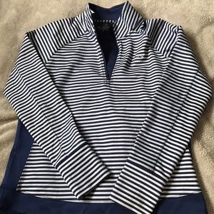 Navy & White Stripped Performance Quarter Zip